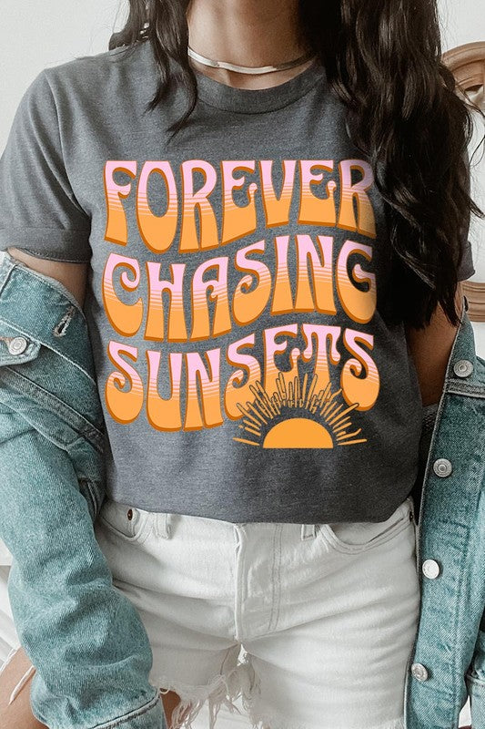 Summer Graphic T Shirts Unisex Crew Neck Forever Chasing Sunsets
