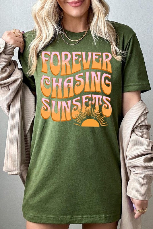 Summer Graphic T Shirts Unisex Crew Neck Forever Chasing Sunsets