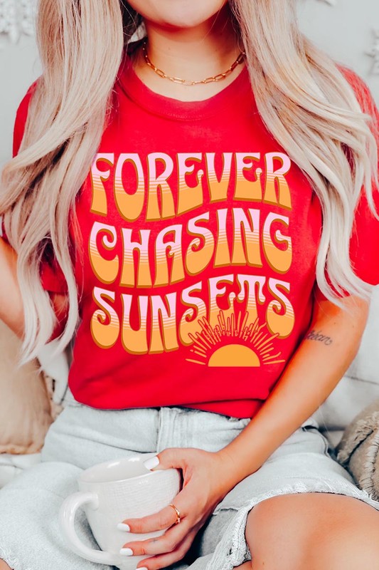 Summer Graphic T Shirts Unisex Crew Neck Forever Chasing Sunsets