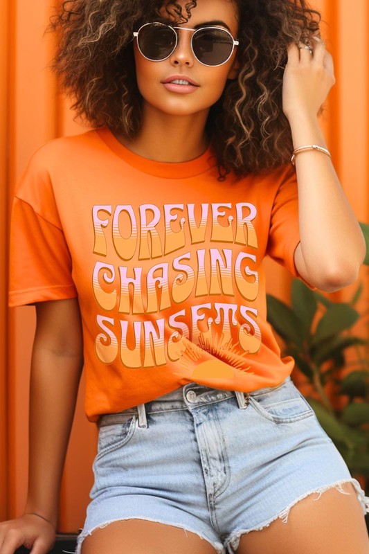 Summer Graphic T Shirts Unisex Crew Neck Forever Chasing Sunsets