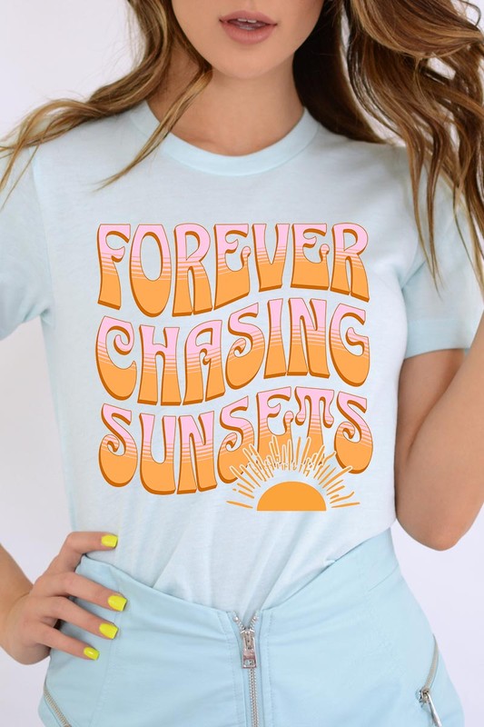 Summer Graphic T Shirts Unisex Crew Neck Forever Chasing Sunsets