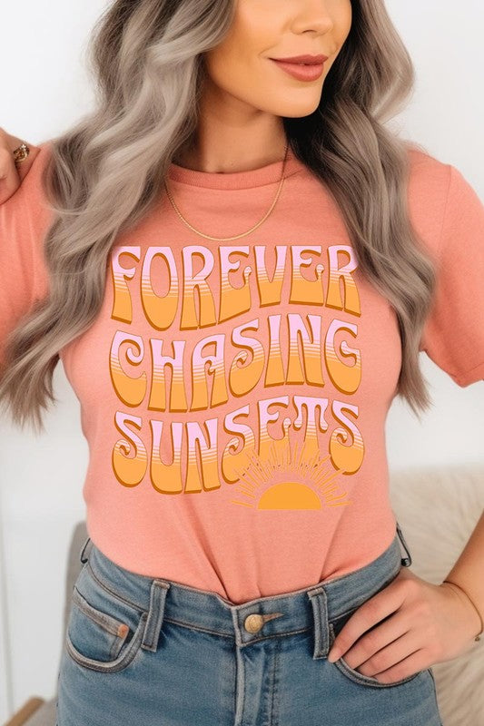 Summer Graphic T Shirts Unisex Crew Neck Forever Chasing Sunsets