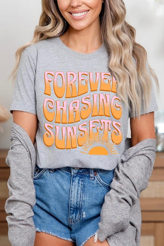 Summer Graphic T Shirts Unisex Crew Neck Forever Chasing Sunsets