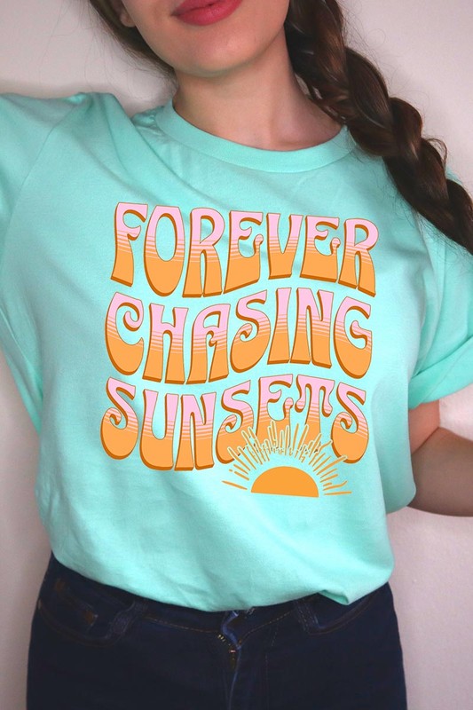 Summer Graphic T Shirts Unisex Crew Neck Forever Chasing Sunsets