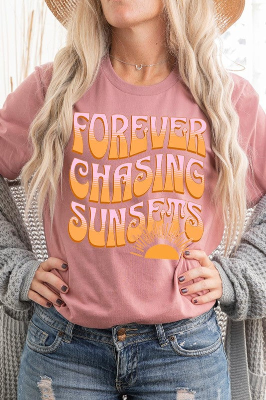 Summer Graphic T Shirts Unisex Crew Neck Forever Chasing Sunsets