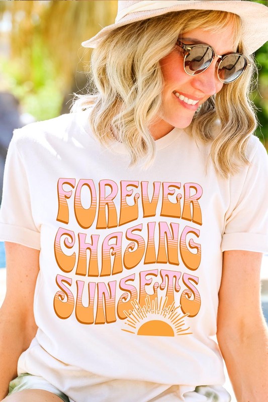 Summer Graphic T Shirts Unisex Crew Neck Forever Chasing Sunsets
