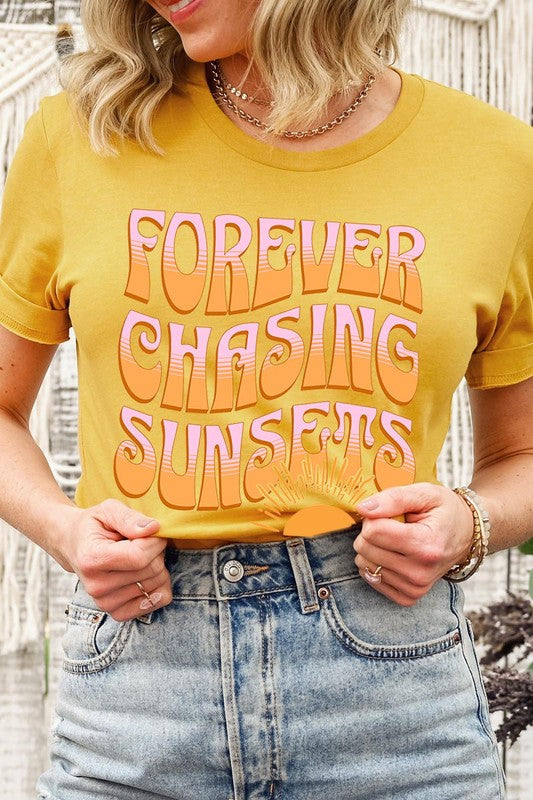 Summer Graphic T Shirts Unisex Crew Neck Forever Chasing Sunsets
