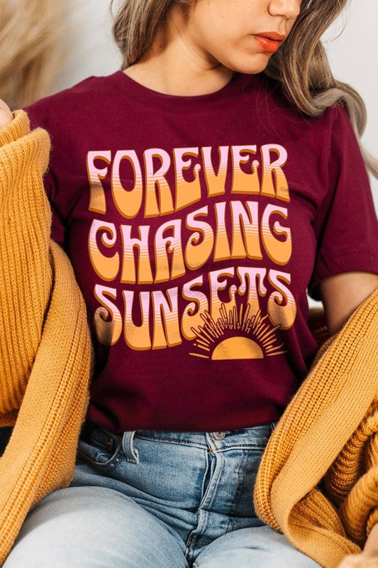 Summer Graphic T Shirts Unisex Crew Neck Forever Chasing Sunsets