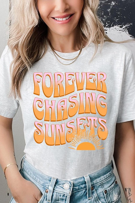 Summer Graphic T Shirts Unisex Crew Neck Forever Chasing Sunsets
