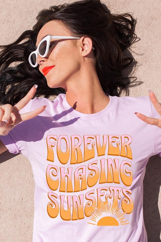 Summer Graphic T Shirts Unisex Crew Neck Forever Chasing Sunsets