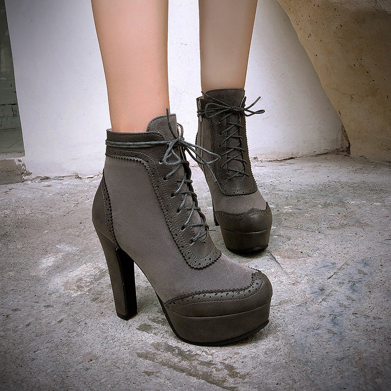Women’s Ultra High Heel Martin Boots Stylish Low-Cut Ankle Footwear