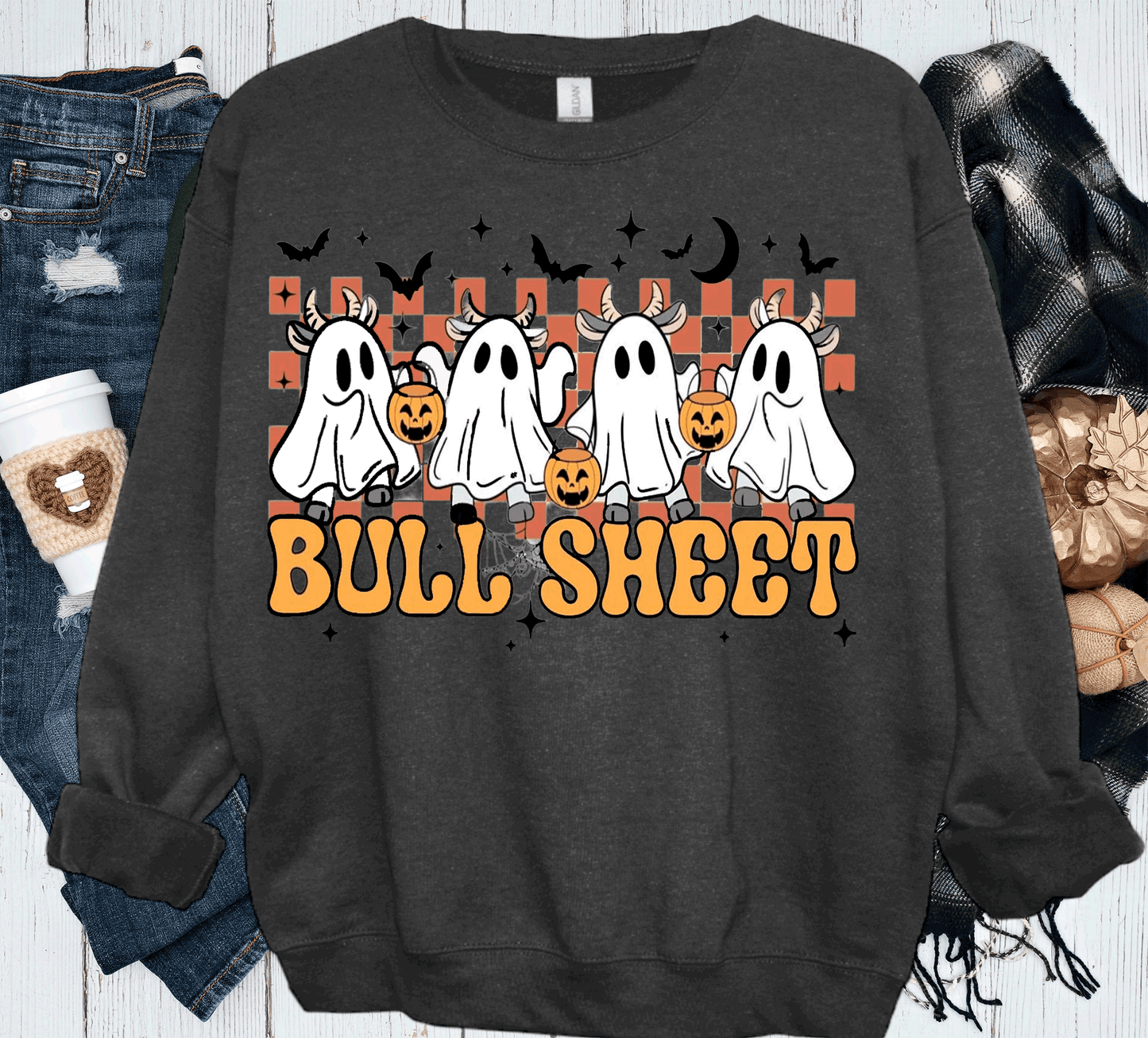 BOO Ghost Bulls Sheet Farmlife Halloween Comfort Colors Shirt