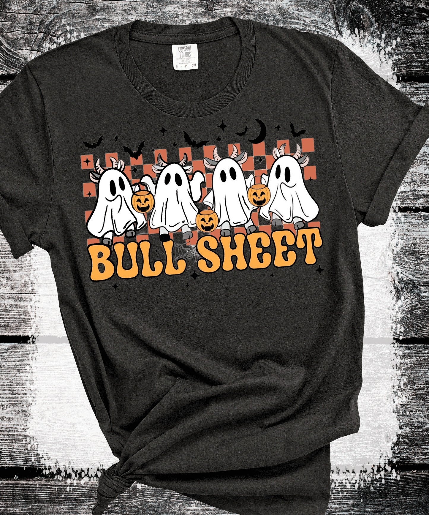BOO Ghost Bulls Sheet Farmlife Halloween Comfort Colors Shirt