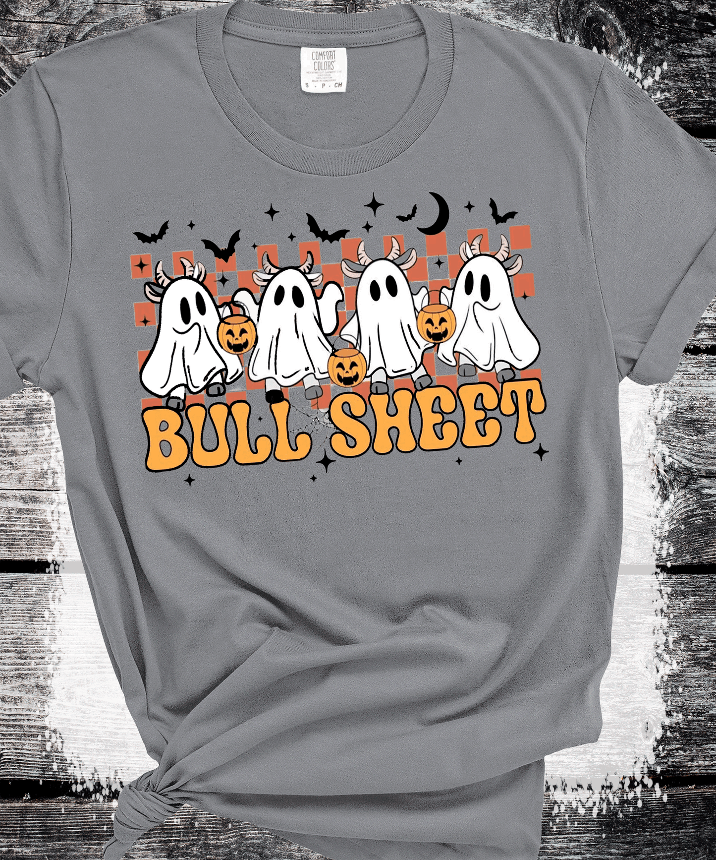 BOO Ghost Bulls Sheet Farmlife Halloween Comfort Colors Shirt