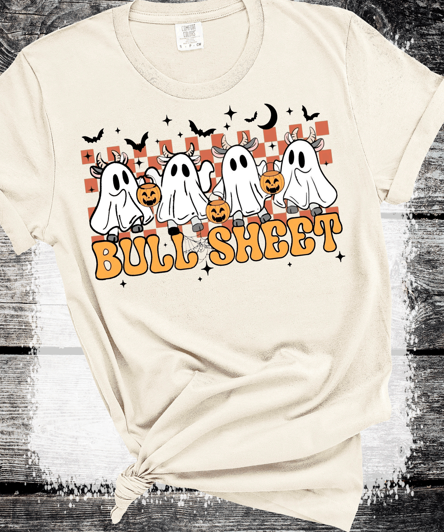 BOO Ghost Bulls Sheet Farmlife Halloween Comfort Colors Shirt