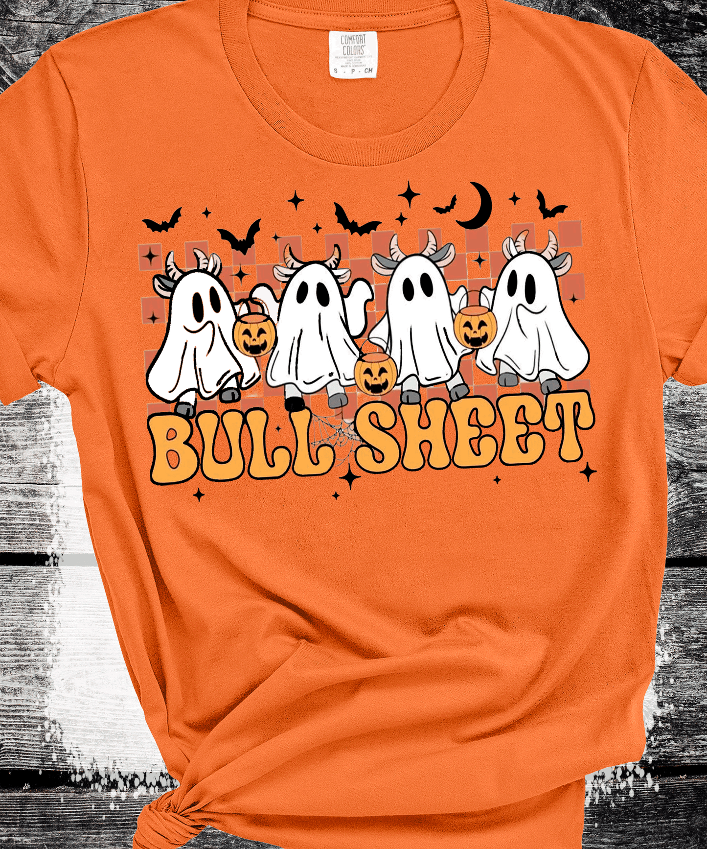 BOO Ghost Bulls Sheet Farmlife Halloween Comfort Colors Shirt