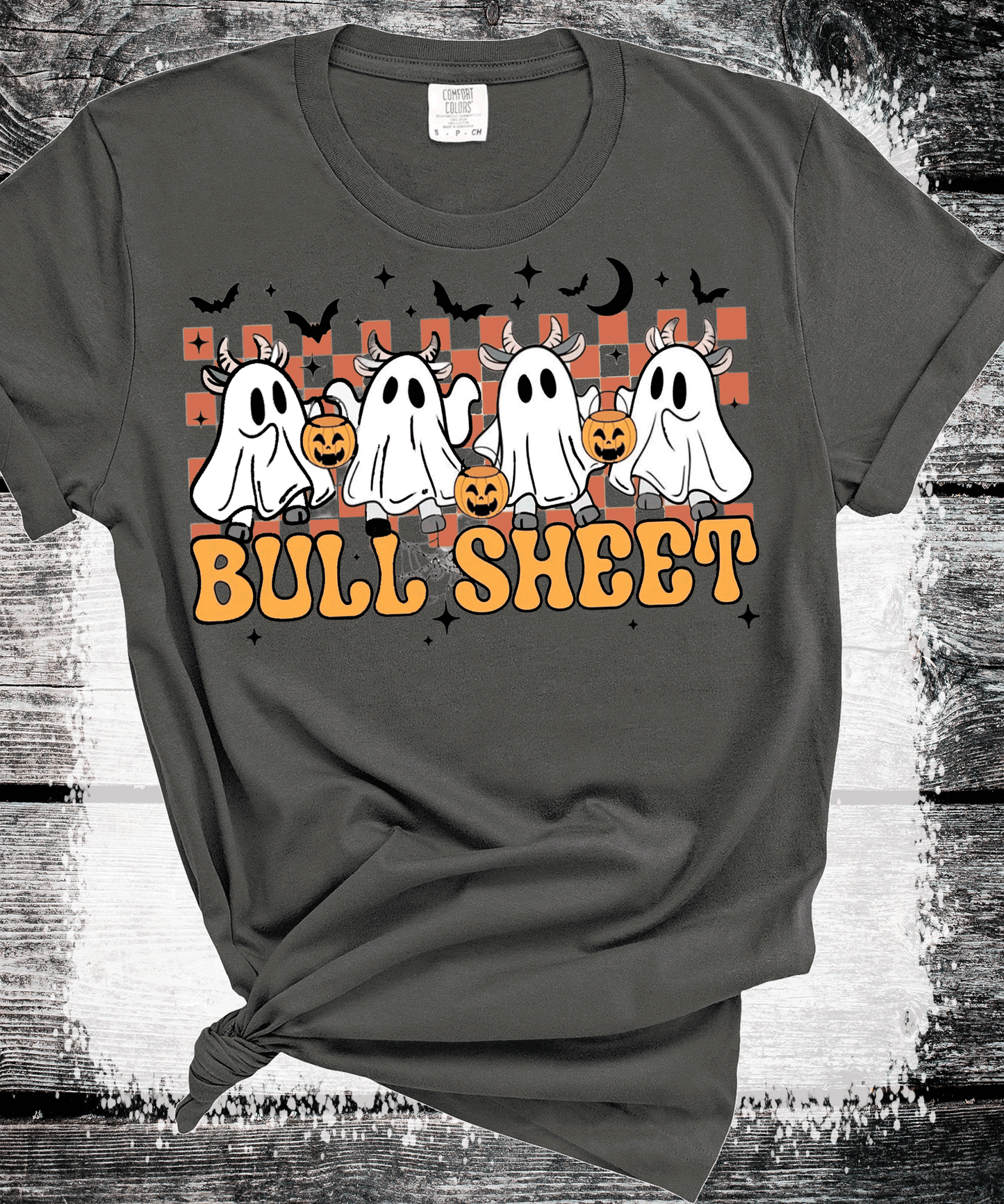 BOO Ghost Bulls Sheet Farmlife Halloween Comfort Colors Shirt