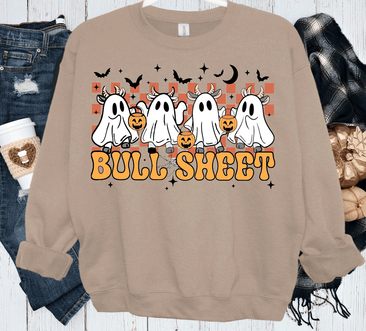 BOO Ghost Bulls Sheet Farmlife Halloween Comfort Colors Shirt