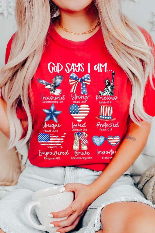 God Says I Am Bible Graphic T Shirts Unisex Crew Neck Tee