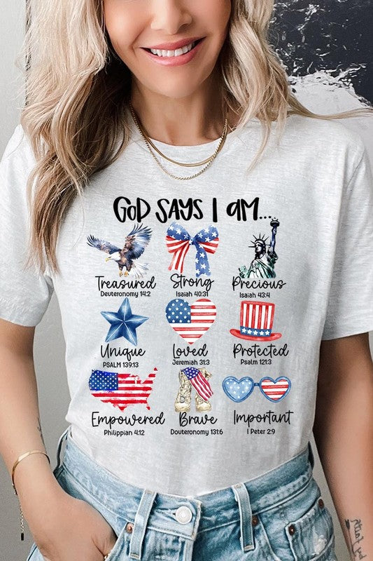 God Says I Am Bible Graphic T Shirts Unisex Crew Neck Tee