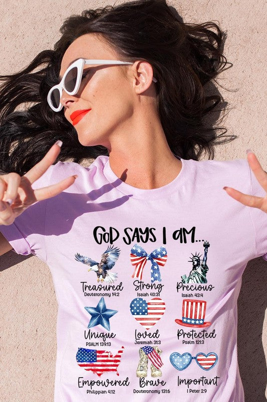 God Says I Am Bible Graphic T Shirts Unisex Crew Neck Tee