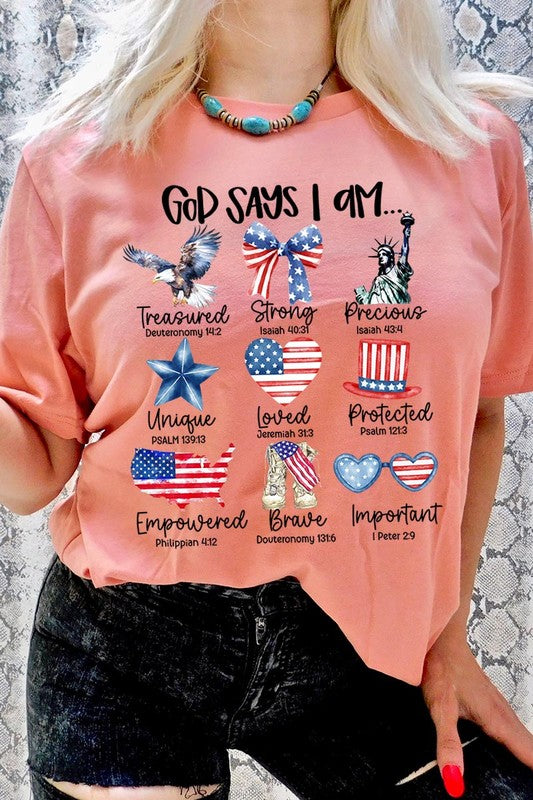 God Says I Am Bible Graphic T Shirts Unisex Crew Neck Tee