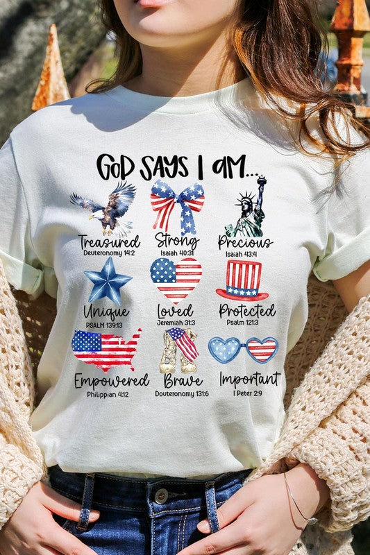 God Says I Am Bible Graphic T Shirts Unisex Crew Neck Tee