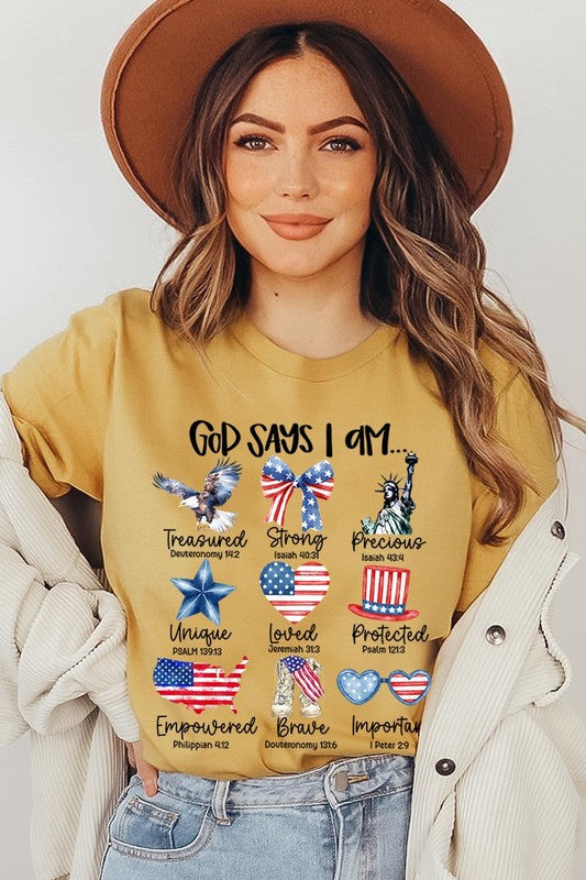 God Says I Am Bible Graphic T Shirts Unisex Crew Neck Tee