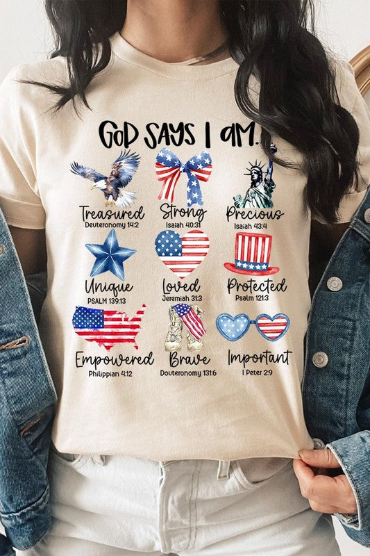 God Says I Am Bible Graphic T Shirts Unisex Crew Neck Tee