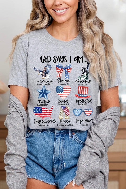 God Says I Am Bible Graphic T Shirts Unisex Crew Neck Tee