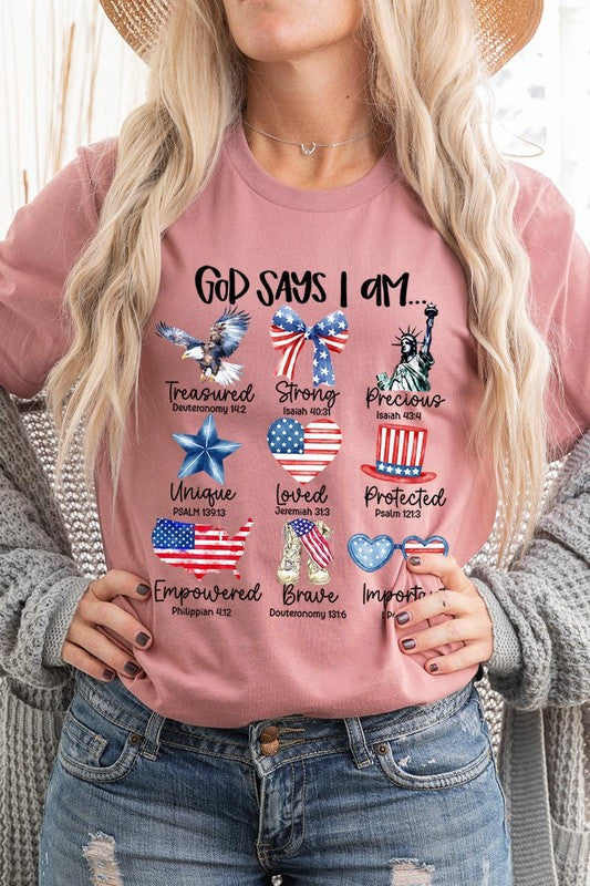 God Says I Am Bible Graphic T Shirts Unisex Crew Neck Tee