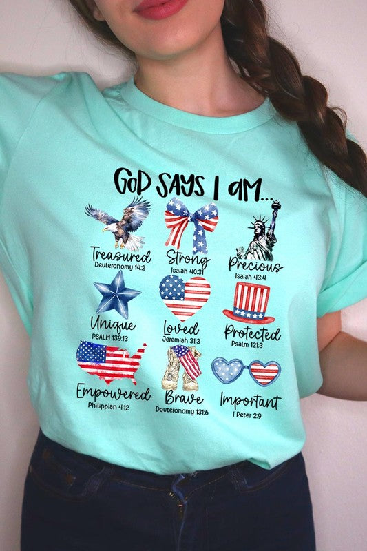 God Says I Am Bible Graphic T Shirts Unisex Crew Neck Tee