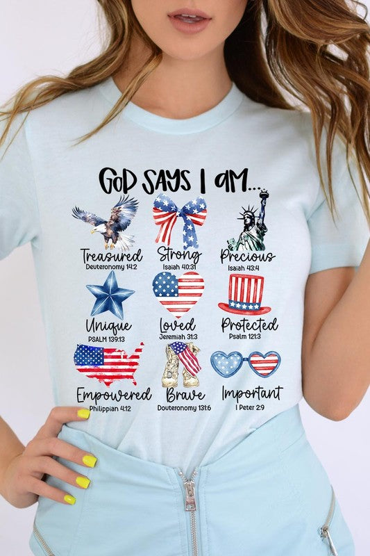 God Says I Am Bible Graphic T Shirts Unisex Crew Neck Tee