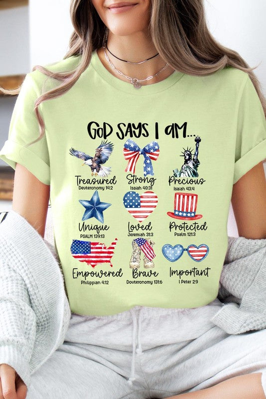 God Says I Am Bible Graphic T Shirts Unisex Crew Neck Tee