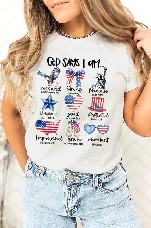 God Says I Am Bible Graphic T Shirts Unisex Crew Neck Tee