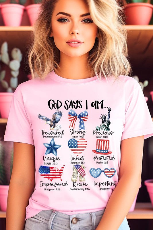 God Says I Am Bible Graphic T Shirts Unisex Crew Neck Tee