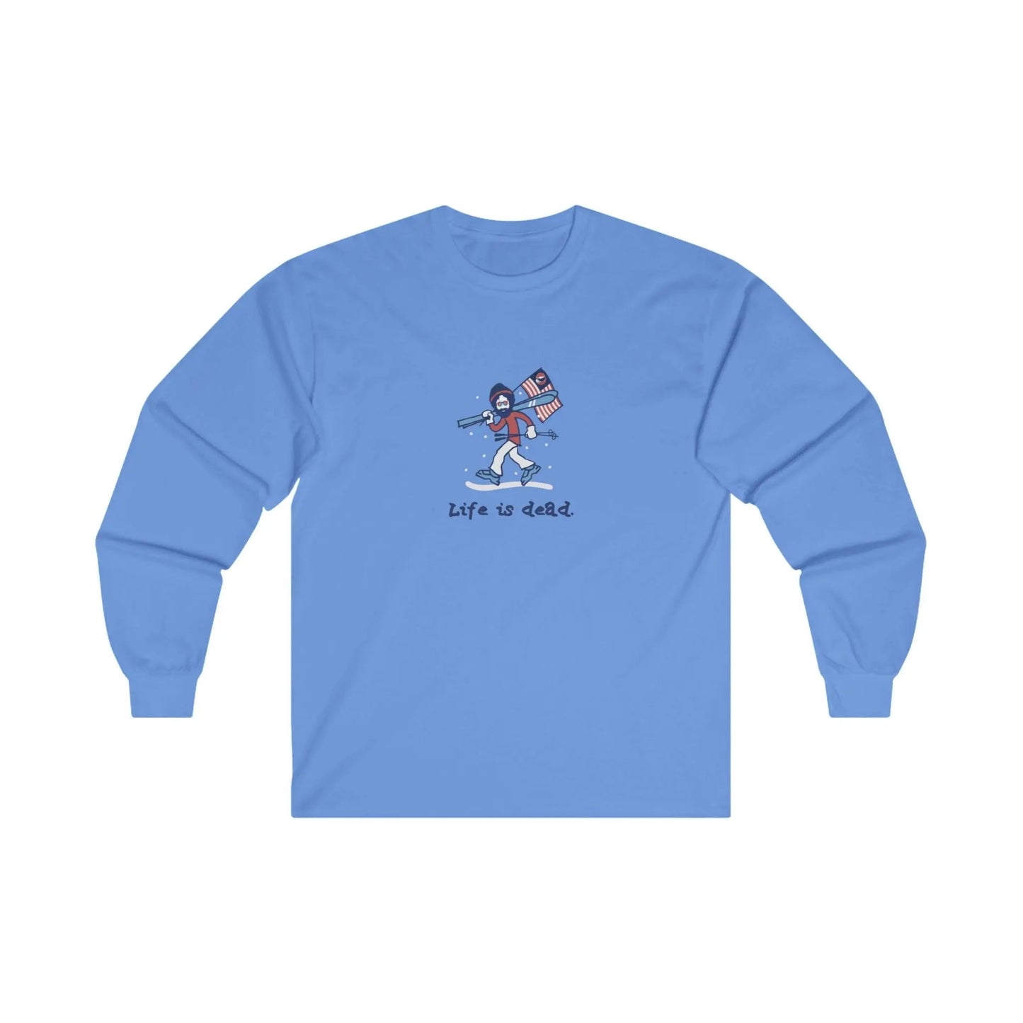 Grateful Dead Ultra-Cotton Long Sleeve Tee Life is dead Skier Jerry