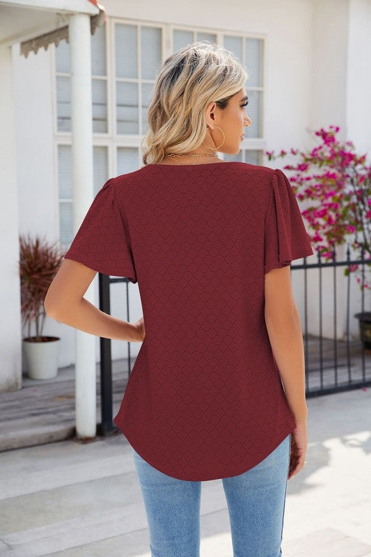 Women Casual Square Neck  Short Sleeve Tops