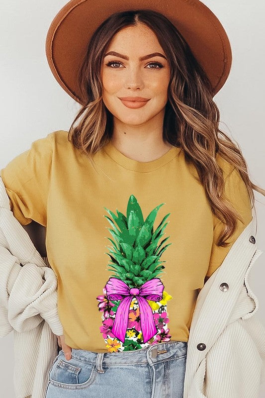 Pineapple Graphic Coquette Unisex Crew Neck T Shirts