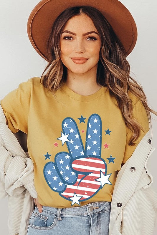 USA Peace Hand Sign Graphic T Shirts