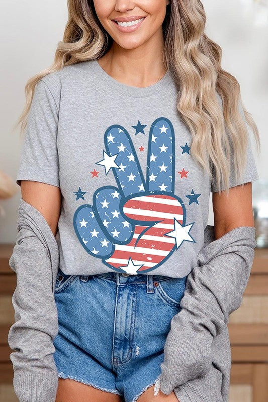 USA Peace Hand Sign Graphic T Shirts