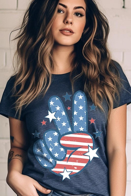 USA Peace Hand Sign Graphic T Shirts