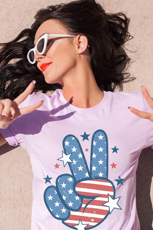 USA Peace Hand Sign Graphic T Shirts