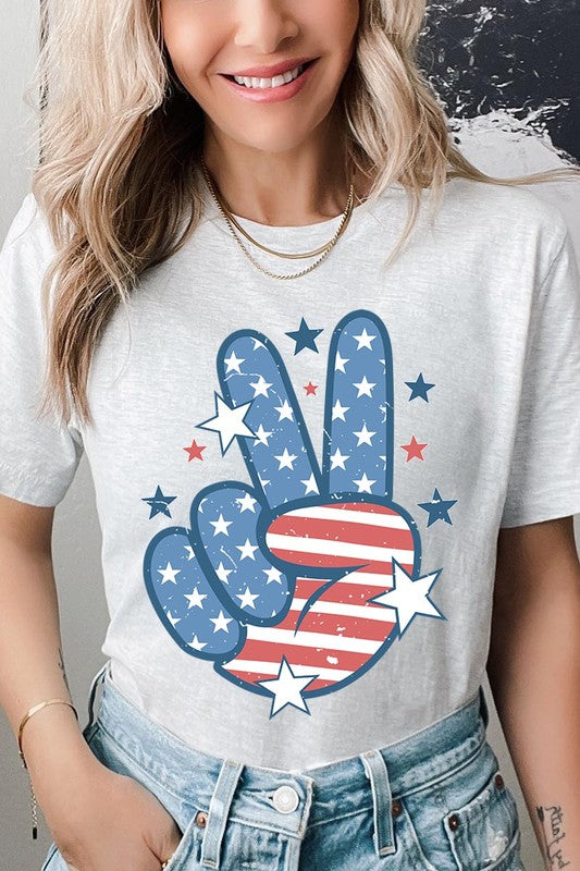 USA Peace Hand Sign Graphic T Shirts