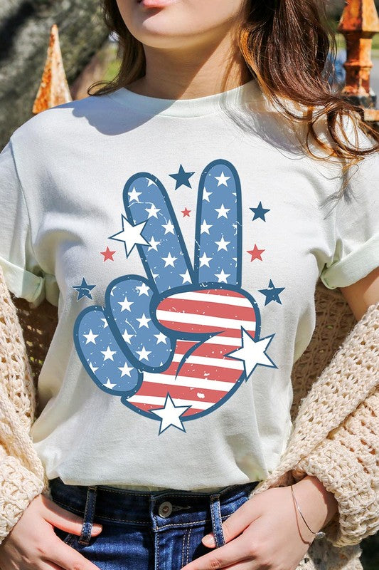 USA Peace Hand Sign Graphic T Shirts