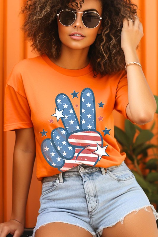 USA Peace Hand Sign Graphic T Shirts