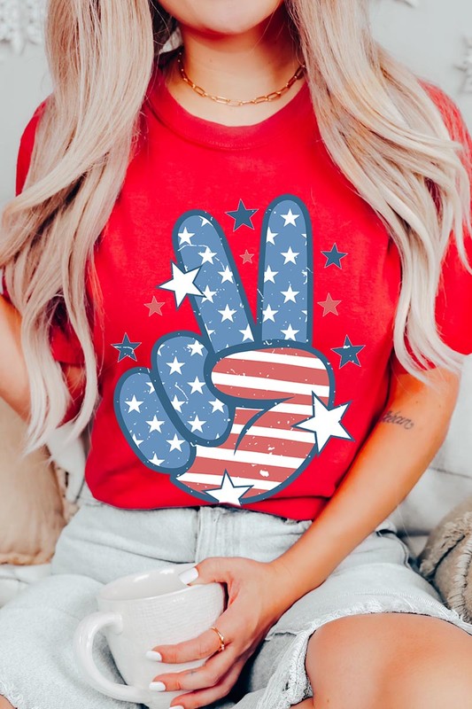 USA Peace Hand Sign Graphic T Shirts
