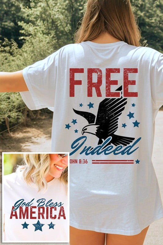 Free Indeed God Bless America Graphic T Shirts Unisex Crew Neck