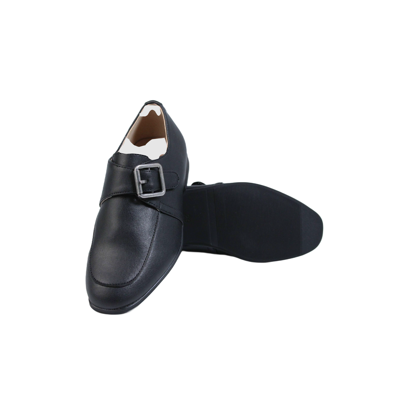 Black Leather Velcro Closure Boys Dress Shoe
