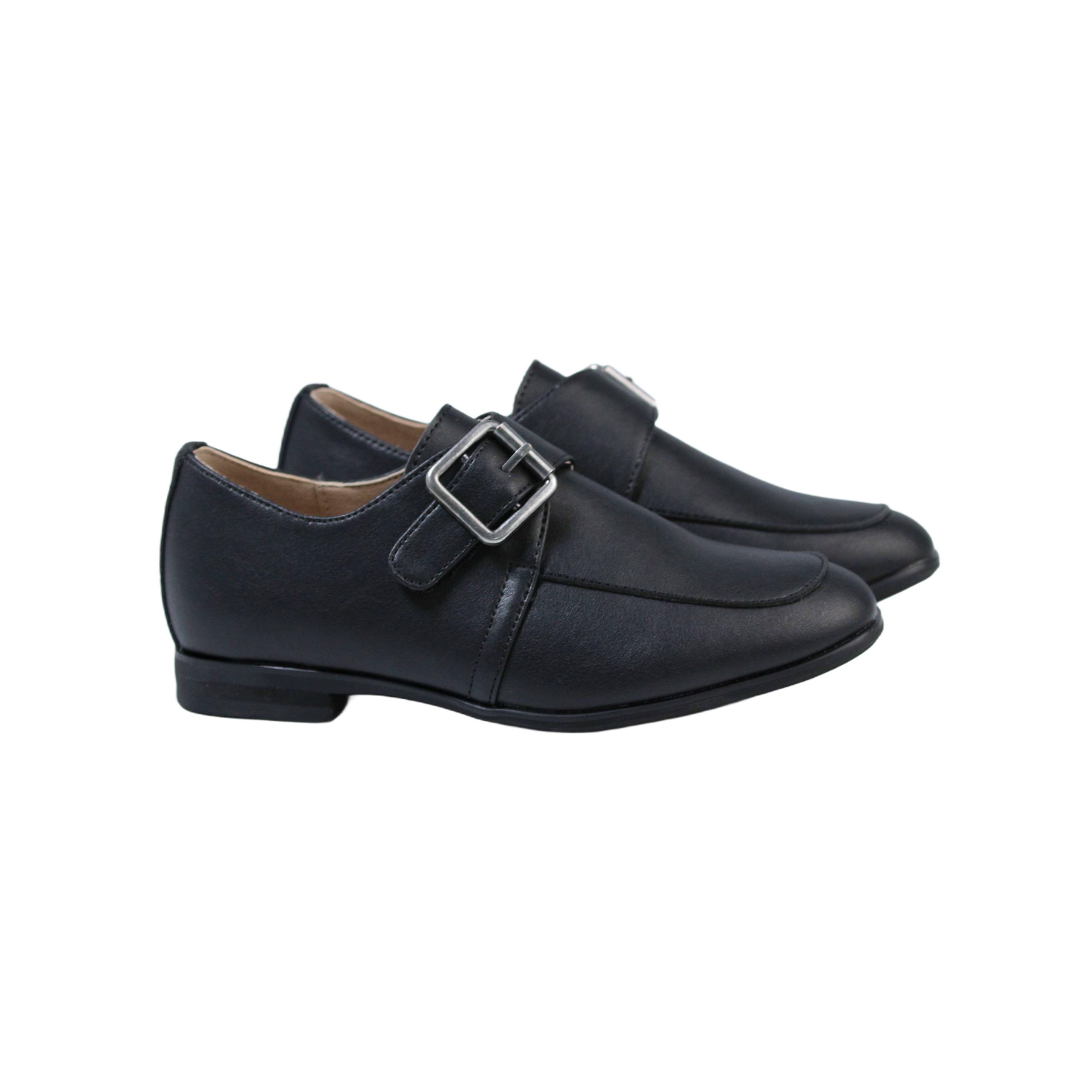 Black Leather Velcro Closure Boys Dress Shoe